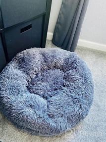 img 7 attached to Topmart Plush Calming Dog Bed: Washable Cat Donut Bed For Small Dogs & Cats - Anti-Anxiety Faux Fur Donut Cuddler - 30" × 30" Beige