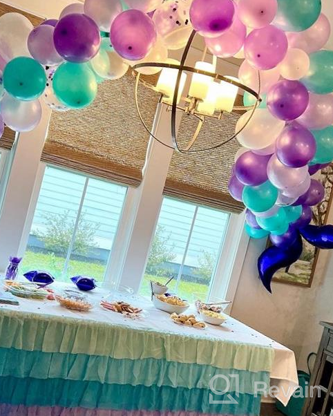 img 1 attached to Mermaid Balloon Garland Kit With 121Pcs Including Mermaid Tail Foil Balloons And Light Blue Foil Fringe Curtain For Under The Sea Party Decorations - JOYYPOP (Silver Color) review by Rodney Bullock