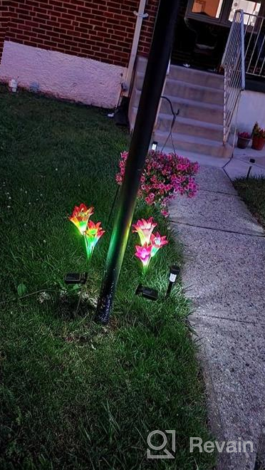img 1 attached to 2 Pack Multi-Color Changing Lily Solar Flower Lights For Patio, Yard Decoration - TONULAX Outdoor Upgraded Solar Garden Lights With Bigger Flowers And Wider Panels (Purple & Red) review by Luckie Coonrod