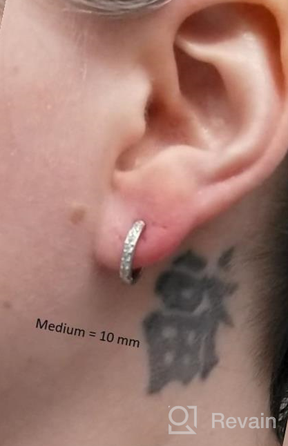 img 1 attached to 💎 Sterling Silver Hoop Earrings Set: Small Cartilage Ear Cuffs, Huggie Earrings with CZ Stones - Mini Piercings for Women & Girls review by Connie Lewis