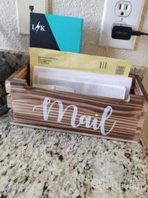 img 6 attached to Rustic Wooden Mail Organizer Box For Tabletop Storage Of Letters, Bills, Coupons, Notebooks And Pens