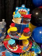 img 1 attached to Beistle 2 Piece Durable Cupcake Stand And Dessert Holder Set – Comic Book Theme Birthday Party Centerpiece Decoration, Multicolored, 16 review by Sharon Triplett