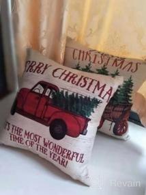img 8 attached to Songtec Christmas Pillow Covers 12X20 Inches, Red Vintage Truck Home Decorations Clearance Farmhouse Throw Pillowcase Cushion For Outdoor Patio – Set Of 2
