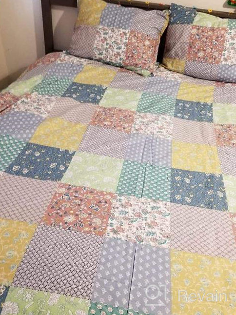 img 1 attached to Mixinni Country Style Duvet Cover Queen Size Patchwork Pattern Soft Cotton Floral Print Full Bedding Set 1 Duvet Cover With Zipper Ties 2 Matching Pillowcases,Easy Care, Quality Soft Breathable review by Kimberly Banks