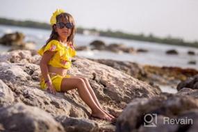 img 5 attached to Baby Girl Summer Outfit Set - Floral Halter Ruffled Crop Tops + Shorts Pants, Yellow Strap