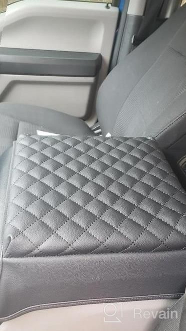 img 1 attached to Vegan Leather Armrest Protector For F-150 Center Console Cover - Interior Accessories For 2009~2014 F-150 Car Gadget In Black By KMMOTORS review by Julian Perkins