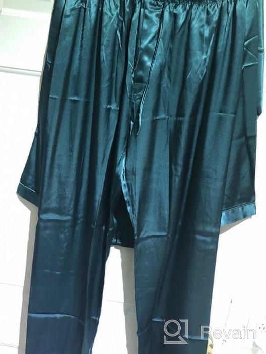 img 1 attached to Sleep In Style With Lonxu Men'S Silk Satin Button-Down Pajama Set review by Andrew Patel