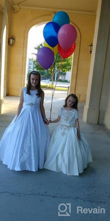 img 1 attached to Elegant Sleeveless A-Line Stain Party Wedding Dresses with O-Neck for Girls Ages 2-12 review by Curtis Nice