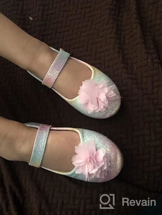 img 1 attached to 🌸 ADAMUMU Mary Jane Dress Shoes for Girls - Princess Flats with Bowknot Flower and Elastic Band - Perfect for Party, Wedding, Dress Up review by Sean Lafond