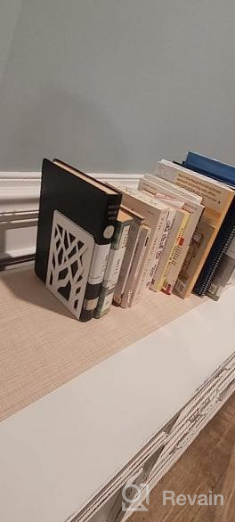 img 1 attached to 3 Pairs Of Heavy-Duty Metal Bookends For Home Decor, Shelves & Books | Black review by Steven Darkshnar