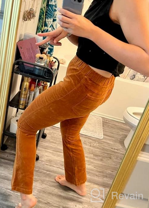 img 1 attached to ROSKIKI Women'S High Waist Stretch Corduroy Flare Pants With Elastic Waistband review by Richard Eledge