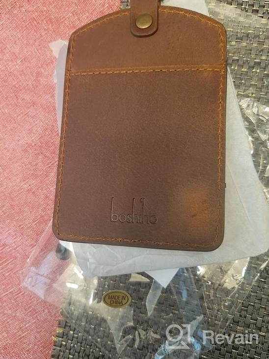 img 1 attached to Boshiho Cowhide Leather ID Badge Card Holder With 19" Neck Lanyard, Vertical Style Dark Brown - SEO Optimized review by Kevin Mckechnie