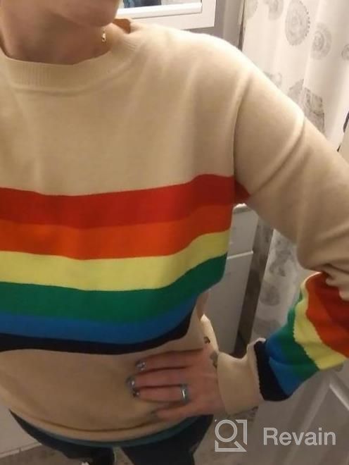 img 1 attached to 🌈 Ferrtye Women's Rainbow Pullover Sweater: Lightweight, Long Sleeve, Crew Neck, Loose Knit review by Cesar Hubbard