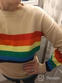 img 5 attached to 🌈 Ferrtye Women's Rainbow Pullover Sweater: Lightweight, Long Sleeve, Crew Neck, Loose Knit