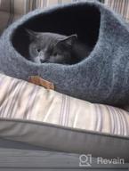 img 1 attached to Handmade 100% Merino Wool Cat Bed Cave - MEOWFIA Premium Felt Bed For Cats And Kittens In Dark Shades, Moon Granite - Large Size review by Tonya Zayas