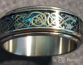 img 7 attached to 🐉 Кольцо с вращающимся кельтским драконом и волокнистым карбидом Hijones: Прочное стальное свадебное кольцо для мужчин и женщин