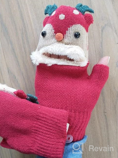 img 1 attached to Cute Reindeer Convertible Flip Top Fingerless Mittens: Warm Fleece-lined Gloves for Kids and Toddlers (Boys and Girls) review by William Anacker