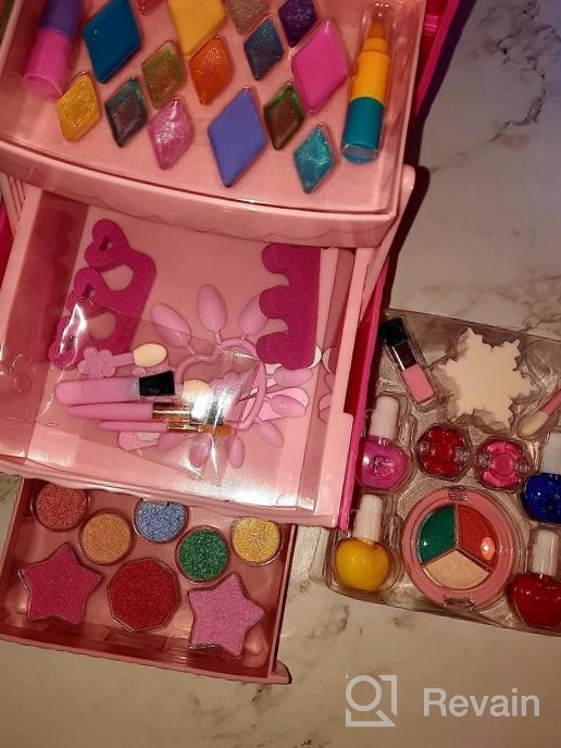 img 1 attached to KIZCITY Washable Kids Makeup Kit - 50-Piece Set Of Safe And Non-Toxic Cosmetics For Little Girls, Perfect Frozen Toy For Ages 3-12 | Ideal Christmas Or Birthday Gift For Toddlers And Kids review by Joseph Redding