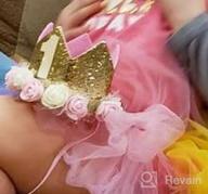 картинка 1 прикреплена к отзыву Полный набор декораций для первого дня рождения девочки в стиле принцессы - корона, баннер для стульчика, топпер для торта и цветочная корона - идеальные праздничные принадлежности для первого года ребенка. от Brian Pius