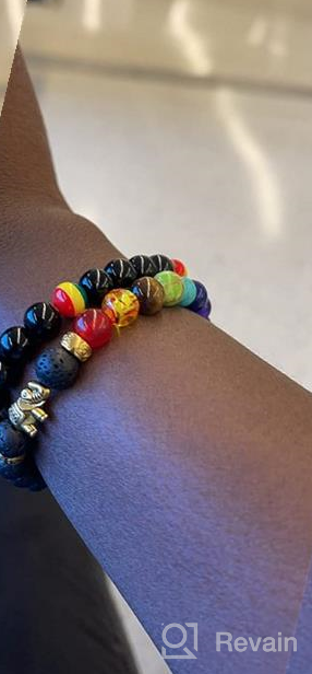 img 1 attached to 🧘 Chakra Bracelet - Elephants Gifts for Women and Men - Natural 8mm Lava Rock Bead Stress Relief Yoga Bracelet - Aromatherapy Essential Oil Diffuser Bracelet for Women, Girls review by Paul Martindale