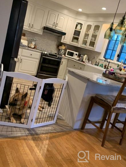 img 1 attached to Spirich Freestanding Wire Pet Gate For Dogs, 30 Inches Tall Dog Gate For The Houes, Doorway, Stairs, Pet Puppy Safety Fence,Set Of Support Feet Included (Espresso, 4 Panels) ASIN: B07T8Z8NKL review by Katrina Kruger
