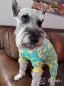 img 5 attached to Растяжимые пижамы для собак и кошек желтого цвета с уткой - мягкая одежда для собак, обеспечивающая комфортный отдых