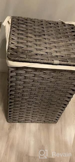 img 1 attached to 90L Laundry Hamper W/ 2 Removable Liners & Mesh Bags - Handwoven Synthetic Rattan, Grey review by Nathan Hawkins