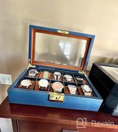 img 1 attached to ROTHWELL 10 Slot Leather Watch Box - Luxury Watch Case Display Jewelry Organizer - Locking Watch Display Case Holder With Large Glass Top - Watch Box Organizer For Men And Women (Black/Black) review by David Berry
