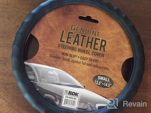 img 1 attached to Ergonomic Comfort Grip Genuine Gray Leather Steering Wheel Cover - Universal Fit For Most Vehicles (14.5" - 15.5") | BDK review by David Tison