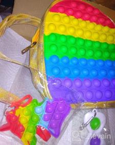img 5 attached to Rainbow Blue Pop On It Backpack Fidget Toy For Girls, Shoulder Bag Purse Push Bubble Sensory Fidget Crossbody Bag Autism Kids Large School Supplies Gift