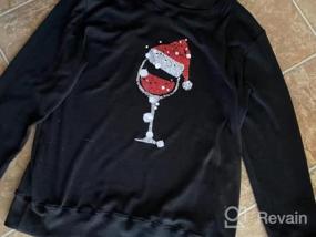 img 4 attached to Nirovien Womens Christmas Wine Glass Long Sleeve Shirts Santa Hat Crewneck Sweatshirt Solid Tunic Pullover