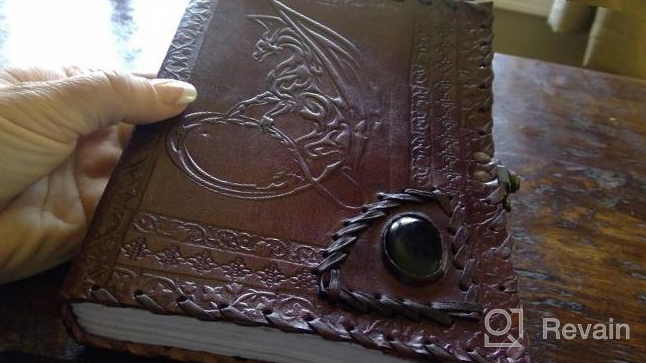 img 1 attached to Seven Stone Handmade Leather Journal Diary with Lock - Vintage Old Antique Writing Notebook for Men Women, Dnd Travel Bullet, Large Size, Cool Brown 8 Inch review by Kevin Parker