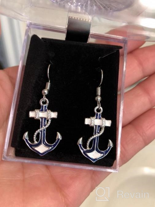 img 1 attached to ⚓ DianaL Boutique: Stunning Silvertone Nautical Anchor Earrings in Gift-Boxed Enamel – Stand Out with Fashionable Jewelry! review by Cassandra Parkins