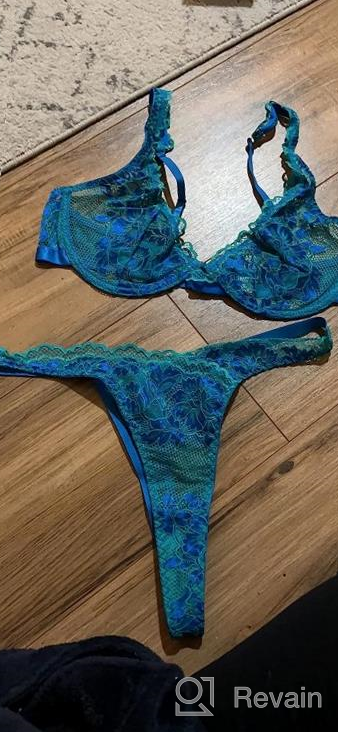 img 1 attached to Floral Lace Bra And Panty Set: Exotic 2 Piece Lingerie For Women With Underwired Support review by Aaron Hawk