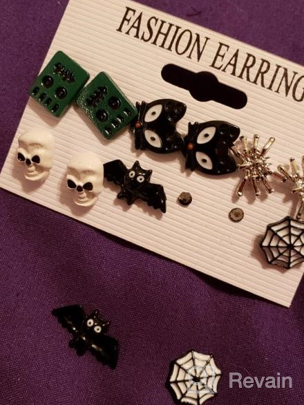 img 1 attached to 🎃 XOCARTIGE 6 Pairs Halloween Dangle Earrings Set - Pumpkin, Bat, Boo - Gift Jewelry Set for Girls review by Trina Taylor