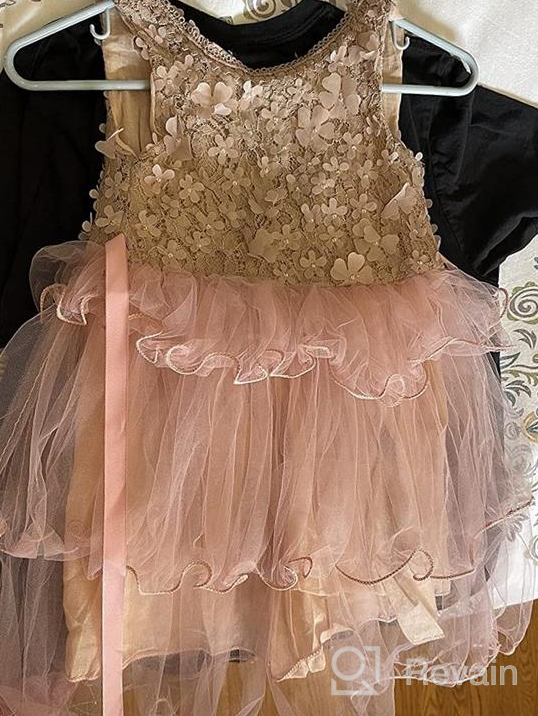 img 1 attached to 🌸 NNJXD Lace Flower Girl Dress: Summer Sleeveless with 3D Petals & Pompom Net Yarn - Size 110 (3-4 Years) in Pink-678 review by Alex May