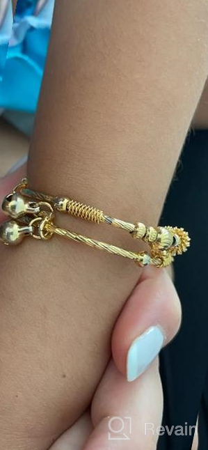 img 1 attached to Loyoe 24k Yellow Gold Plated Baby Bracelet Set - Adjustable Children's Bangle (2pcs/lot) review by Tony Ledbetter