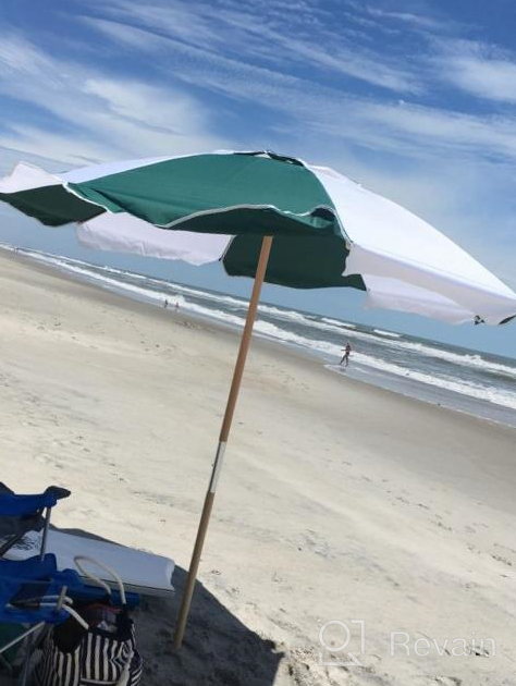 img 1 attached to AMMSUN 7.5Ft High Wind Beach Umbrella With UV 50+ Protection, Commercial Grade Patio Umbrella With Air Vent, Ash Wood Pole And Carry Bag - Blue review by Andrew Burnside