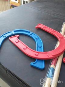 img 5 attached to Durable GoSports Giant Horseshoes Set - Plastic With Wooden Stakes