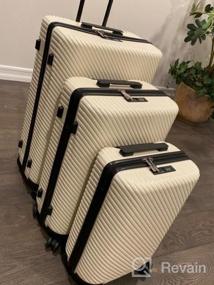 img 5 attached to Coolife Luggage 3 Piece Sets PC+ABS Spinner Suitcase Carry On Fashion (White, One_Size)