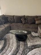 img 1 attached to Modern Black Oval Glass Coffee Table With Round Hollow Base - Perfect For Home Living Room Furniture! review by Amber Berry