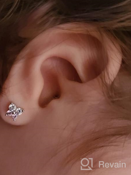 img 1 attached to Stunning Rhodium-Plated Butterfly Safety Earrings for Babies, Infants, Toddlers & Girls - 5mm Elegant Cubic Zirconia Studs review by Katie Washington