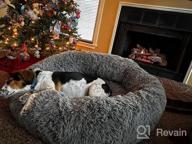 img 1 attached to Large Gray Faux Fur Donut Dog Bed Replacement Cover - Ultra Calming By Furhaven Plush! review by Rocco Guale