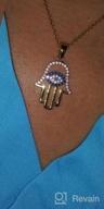 img 1 attached to 14K Gold Plated Hamsa Hand Necklace With White & Blue CZ - SLOONG Evil Eye Pendant For Women review by Josh Fox