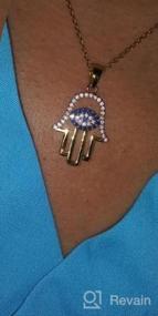 img 5 attached to 14K Gold Plated Hamsa Hand Necklace With White & Blue CZ - SLOONG Evil Eye Pendant For Women