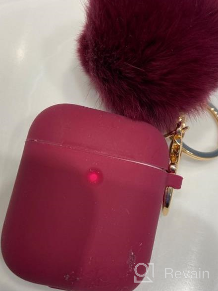 img 1 attached to AirPods 3 Case Cover 2021 Version Soft Silicone Fur Ball Keychain Women Shockproof Protective Visible Front LED Light Pink review by Tay Cassanova