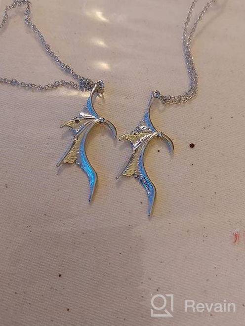 img 1 attached to 💞 Hollow Heart Wings Matching Necklaces: Unique Punk Vampire Bat, Paw, and Dragon Wings Pendant Chain Necklaces for Couples, Friends, and Family - Symbol of Love, Friendship, and Connection! review by Sharon Triplett