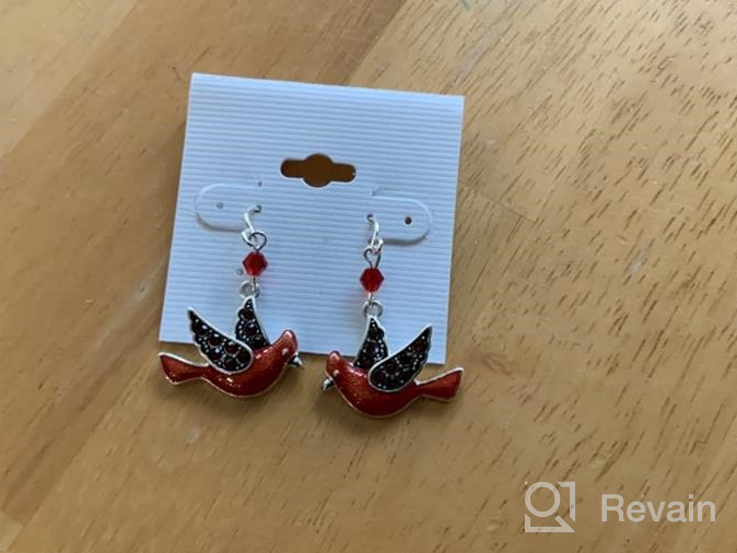 img 1 attached to 🎄 Cardinal Red Bird Dangle Earrings - Silver Plated Dangling Christmas Earrings for Gifts, Holiday Party Decorations, with Message Card & Velvet Bag - Fun and Festive! review by Kimberly Johnson