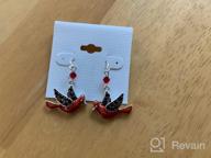 img 1 attached to 🎄 Cardinal Red Bird Dangle Earrings - Silver Plated Dangling Christmas Earrings for Gifts, Holiday Party Decorations, with Message Card & Velvet Bag - Fun and Festive! review by Kimberly Johnson