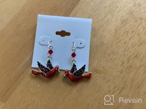 img 7 attached to 🎄 Cardinal Red Bird Dangle Earrings - Silver Plated Dangling Christmas Earrings for Gifts, Holiday Party Decorations, with Message Card & Velvet Bag - Fun and Festive!